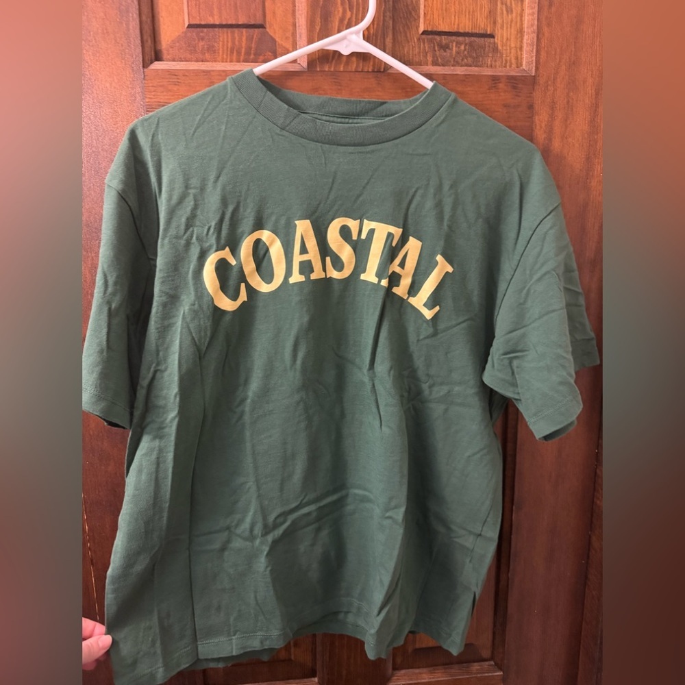 Vineyard Vines Green Short Sleeve Tee with Yellow "COASTAL" Print